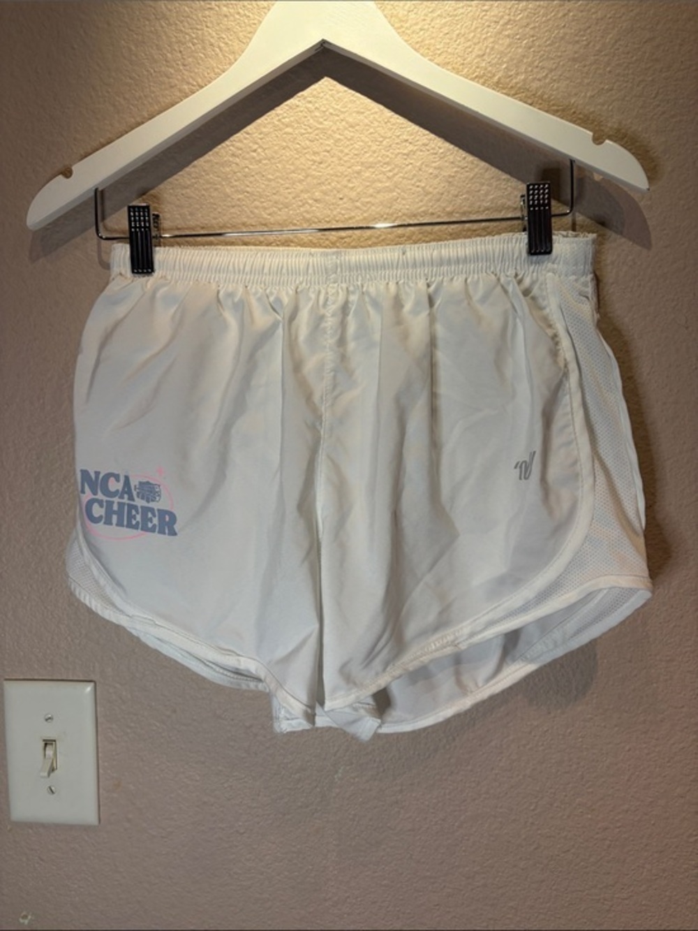 Varsity Cheer Women’s White NCA Lined Shorts Size Medium Cheerleader